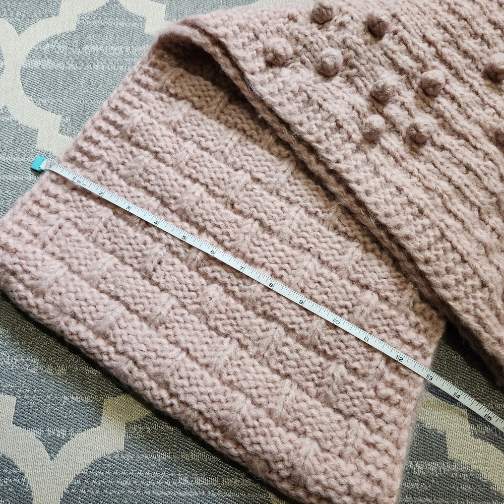 NEW J. Crew Chunky Knit Bobble Scarf - Iced Blush - Picture 3 of 9